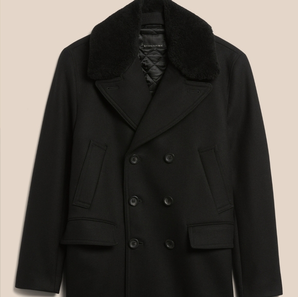 COPY - Gorgeous Italian Melton Peacoat with Sherling Collar - Picture 4 of 10
